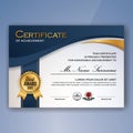 Blue and white elegant certificate of achievement Royalty Free Stock Photo