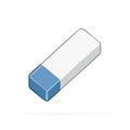 Blue and White Eraser Isolated on White Background for Correcting Pencil Marks Royalty Free Stock Photo