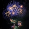 Fireworks blue white brilliant in night sky