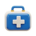 A blue and white first aid kit with a cross symbol on the front Royalty Free Stock Photo