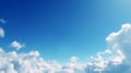 Blue and White Floating Sunlit Clouds in the Sky. Wide Scale Panoramic Generative AI Made Illustration with Copy Space Royalty Free Stock Photo