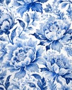 Blue and White Floral Background. Chinoserie Style Royalty Free Stock Photo