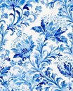 Blue and White Floral Background. Chinoserie Style Royalty Free Stock Photo