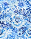 Blue and White Floral Background. Chinoserie Style Royalty Free Stock Photo