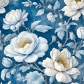 Blue and White Floral Background. Chinoserie Style Royalty Free Stock Photo