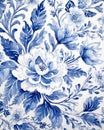 Blue and White Floral Background. Chinoserie Style Royalty Free Stock Photo