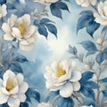 Blue and White Floral Background. Chinoserie Style Royalty Free Stock Photo