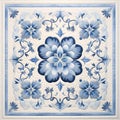 Blue And White Floral Quilt: Calm And Meditative Designs