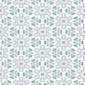 Blue white floral snowflake fractal seamless pattern