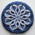 Blue And White Flower Yarn Plate: Layered Illusions And Soft Sculptures