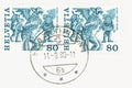 Blue and White Folklore Stamps Switzerland