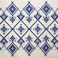 Blue And White Geometric Embroidered Cloth With Classical Motifs Royalty Free Stock Photo