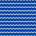 Blue and white geometric waves seamless pattern, vector