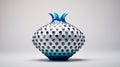 Blue And White Glass Pomegranate Vase: Conceptual Sculpture With Vibrant Light And Shadow Royalty Free Stock Photo