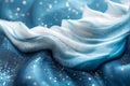 Blue and white glitter liquid