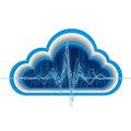 Blue and white gradient cloud icon with layered contours resembling a stack Royalty Free Stock Photo