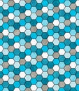 Blue, White and Gray Hexagon Mosaic Abstract Geometric Design Ti Royalty Free Stock Photo