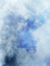Blue and white gray painting background abstract art paper image design with winter cold colors and overcast fog clouds or mist