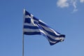 Greek national flag in the wind Royalty Free Stock Photo