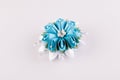 Blue and white hair clip in the shape of a flower Royalty Free Stock Photo
