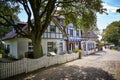 Blue and white half-timbered house on the island Hiddensee