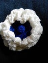 Blue and white Hand crafted Crochet flower