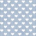 Blue and White Hearts and Stripes Fabric Background