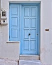 Blue white house door and window Royalty Free Stock Photo