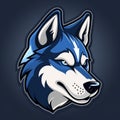 Blue And White Husky Sports Logo In 2d Game Art Style
