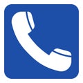 Blue, white info sign - old telephone handset icon Royalty Free Stock Photo