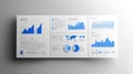 Modern Data Visualization Infographic Dashboard Blue and White Charts and Graphs AI-generated. Royalty Free Stock Photo