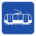 Blue, white information sign - tram icon