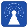 Blue, white information sign - transmitter tower Royalty Free Stock Photo