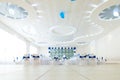 Blue and white interior of the restaurant Royalty Free Stock Photo