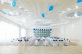 Blue and white interior of the restaurant Royalty Free Stock Photo