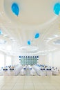 Blue and white interior of the restaurant Royalty Free Stock Photo