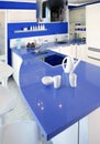 Blue white kitchen modern interior design house Royalty Free Stock Photo