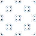 Blue and White Lifebuoy Seamless Pattern