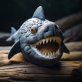 Adorable Toy Sculpture: Plastic Dinosaur Statue Covered In Teeth
