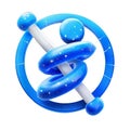A blue and white logo with a spiral and a white stick Royalty Free Stock Photo
