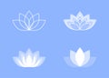 Blue and white lotus flower icons on a blue background Royalty Free Stock Photo