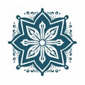 Blue And White Mandala Flower Vector Image - Stenciled Iconography