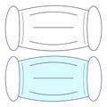 Blue and white medical mask.A means of protection against viruses and diseases.A set of medical masks.Simple drawing.Vector