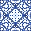 Blue and white mediterranean seamless tile pattern. Royalty Free Stock Photo