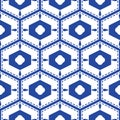 Blue and white mediterranean seamless tile pattern. Royalty Free Stock Photo