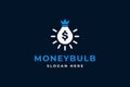 blue white money bulb logo