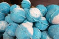 Blue round sphere bath soups Royalty Free Stock Photo