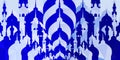 Blue White Mosque silhouette for Eid Muabrak greeting background.