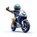 Energetic 3d Robot Character Riding Motorcycle In T-pose Royalty Free Stock Photo