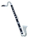 A blue and white musical instrument with a black mouthpiece Royalty Free Stock Photo